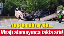 Yine kandıra yolu... Virajı alamayınca takla attı!