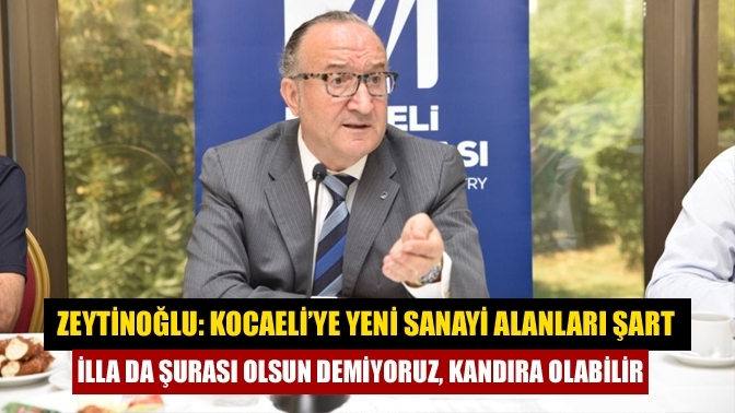 Zeytinoğlu: Kocaeli’ye yeni sanayi alanları şart İlla da şurası olsun demiyoruz, Kandıra olabilir