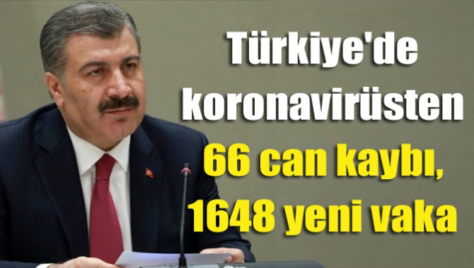 Türkiye'de koronavirüsten 66 can kaybı, 1648 yeni vaka