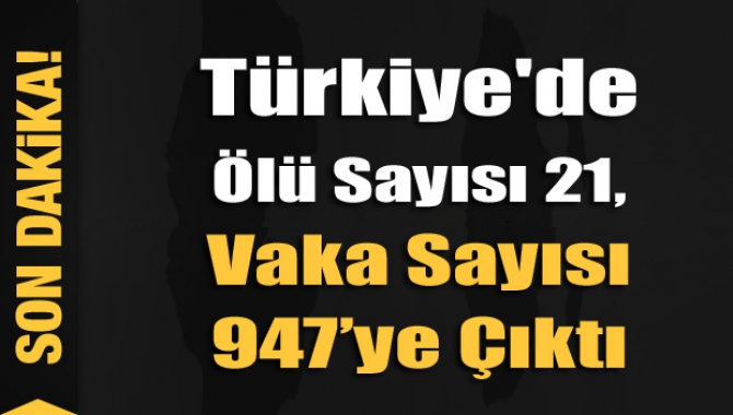 Türkiye'de Ölü Sayısı 21, Vaka Sayısı 947’ye Çıktı