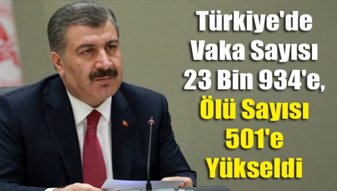 Türkiye'de vaka sayısı 23 bin 934'e, ölü sayısı 501'e yükseldi