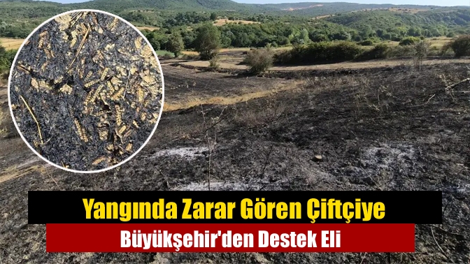 Yangında Zarar Gören Çiftçiye Büyükşehirden Destek Eli