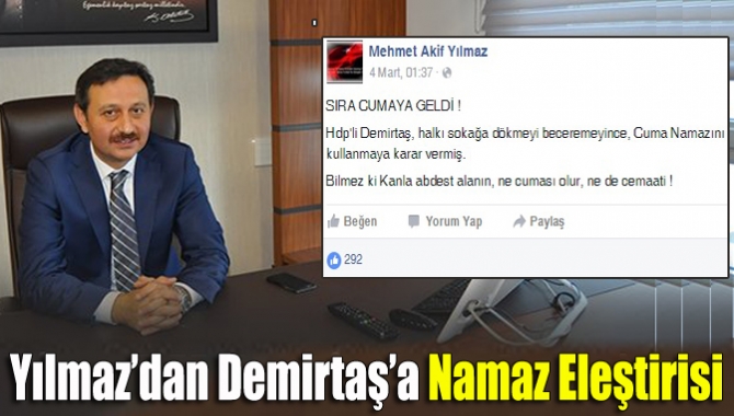 Yılmaz’dan Demirtaş’a namaz eleştirisi